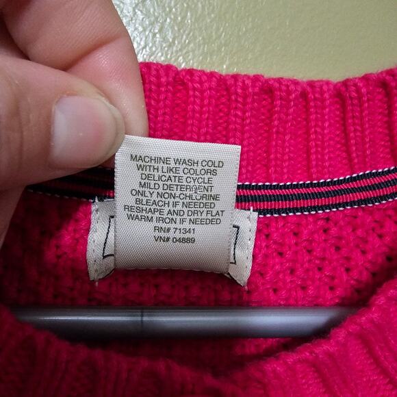 L.L. Bean Vintage 80's Pink Button Cardigan Size Large - Picture 7 of 7